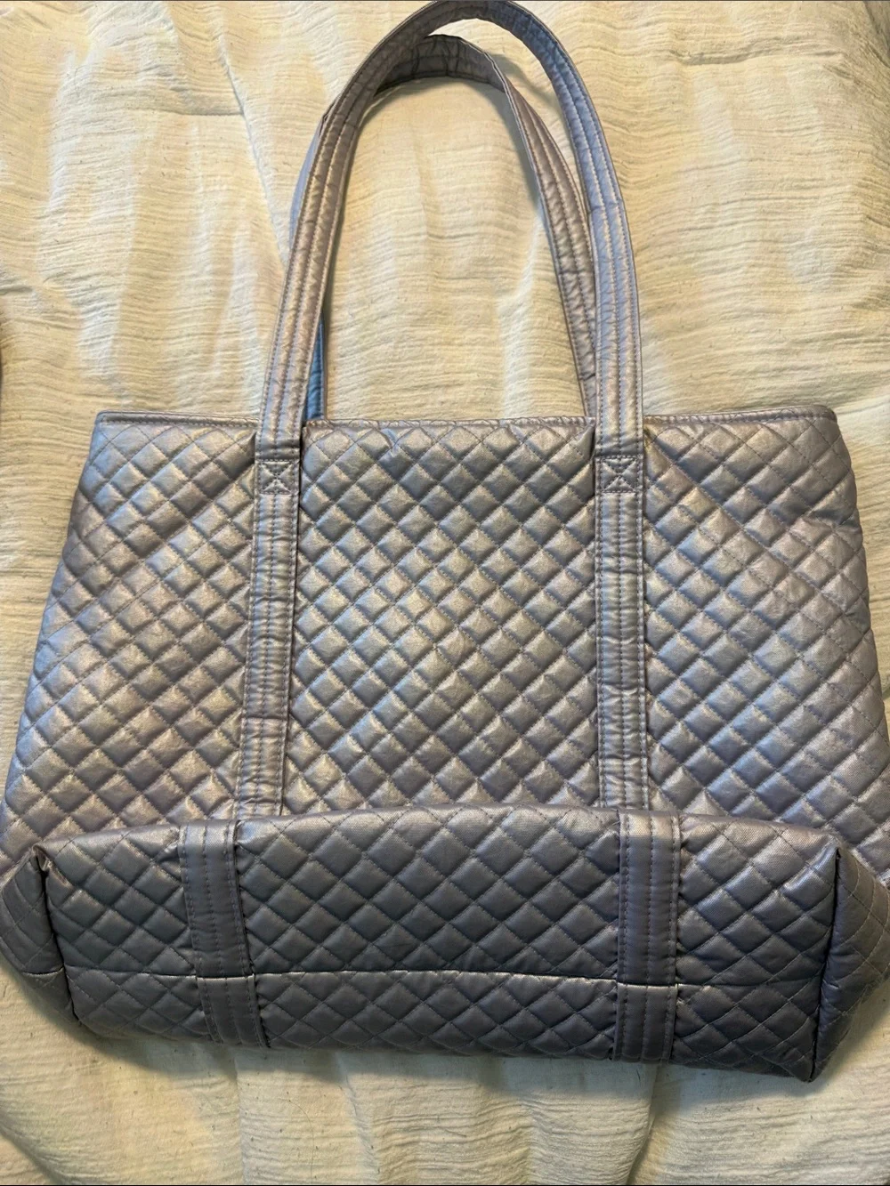 Vera Bradley Quilted Metallic Silver/purplish Tote